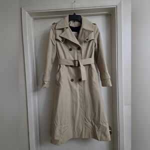 London Fog Classic Beige Long Trench Coat for Women. Winter Coat. Snow Coat